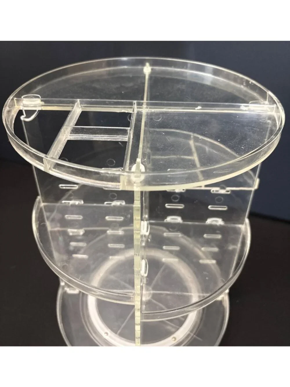 Clear Acrylic Makeup Organizer Storage Carousel With Adjustable Compartments